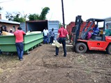 Forklifter operation to move the tanks from the container to the slab