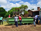 Forklifter operation to move the tanks from the container to the slab